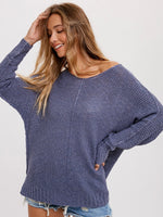 Reverse Seam Loose Fit Sweater Blue