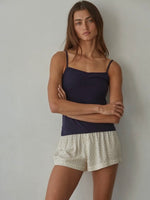 Solid Cami with Front Ruching in Navy