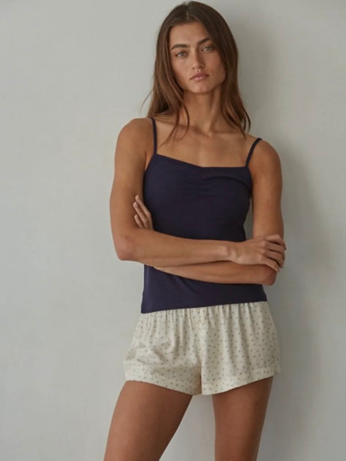 Solid Cami with Front Ruching in Navy