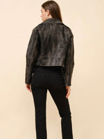 Washed Leather Moto Jacket