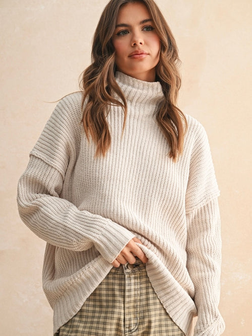 Mock Neck Chenille Sweater