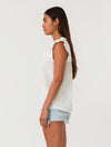 FINAL SALE Pearl White Cap Sleeve V Neck Top