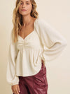 Cream Crinkled Babydoll Top