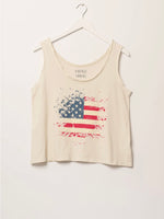 American Flag Splatter Scoop Neck Graphic Tank Top