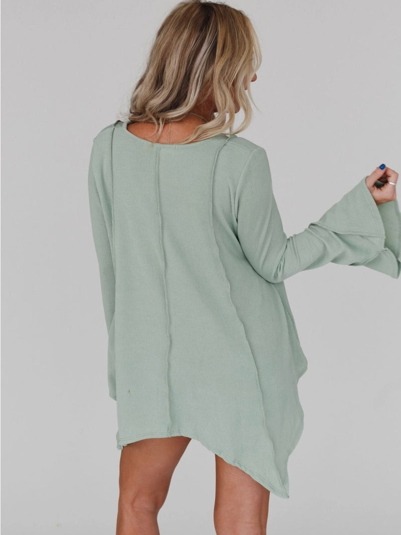 Golden Hour Long Bell Sleeve Top in Sage
