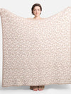 Leopard Patterned Reversible Throw Blanket in Beige