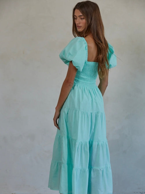 Mint Puff Sleeve Maxi Dress