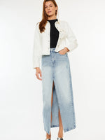 Kira Split Front Denim Maxi Skirt