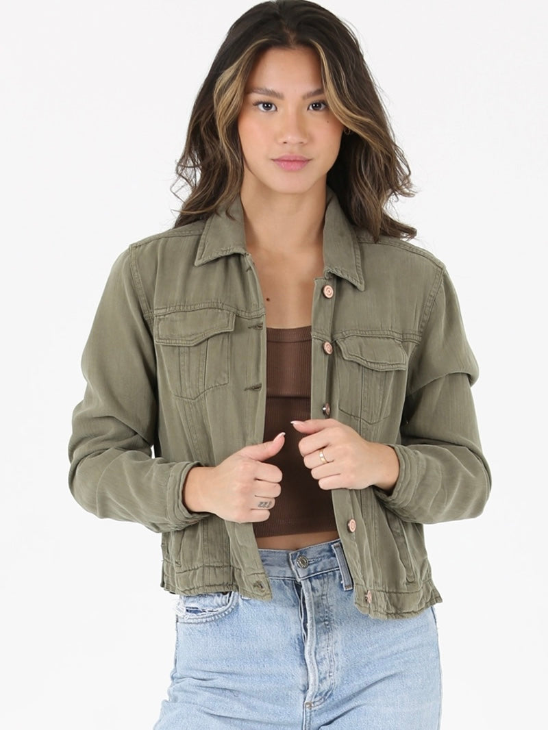 Washed Tencel Jacket in Olive