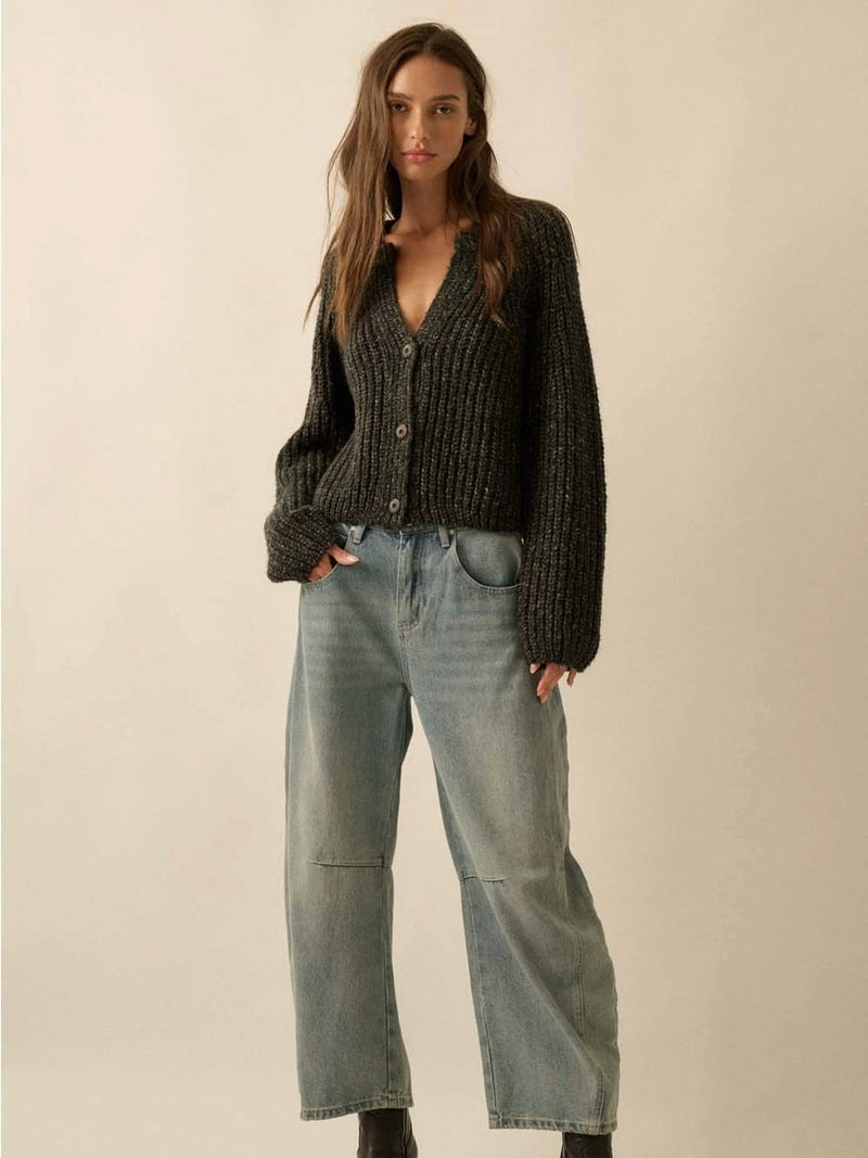 Ophelia Button Front Cardigan Sweater in Black