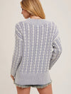 V-Neck Knit Sweater in Denim