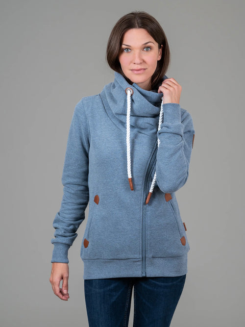 Hestia Full Zip Sweatshirt in Heather Blue