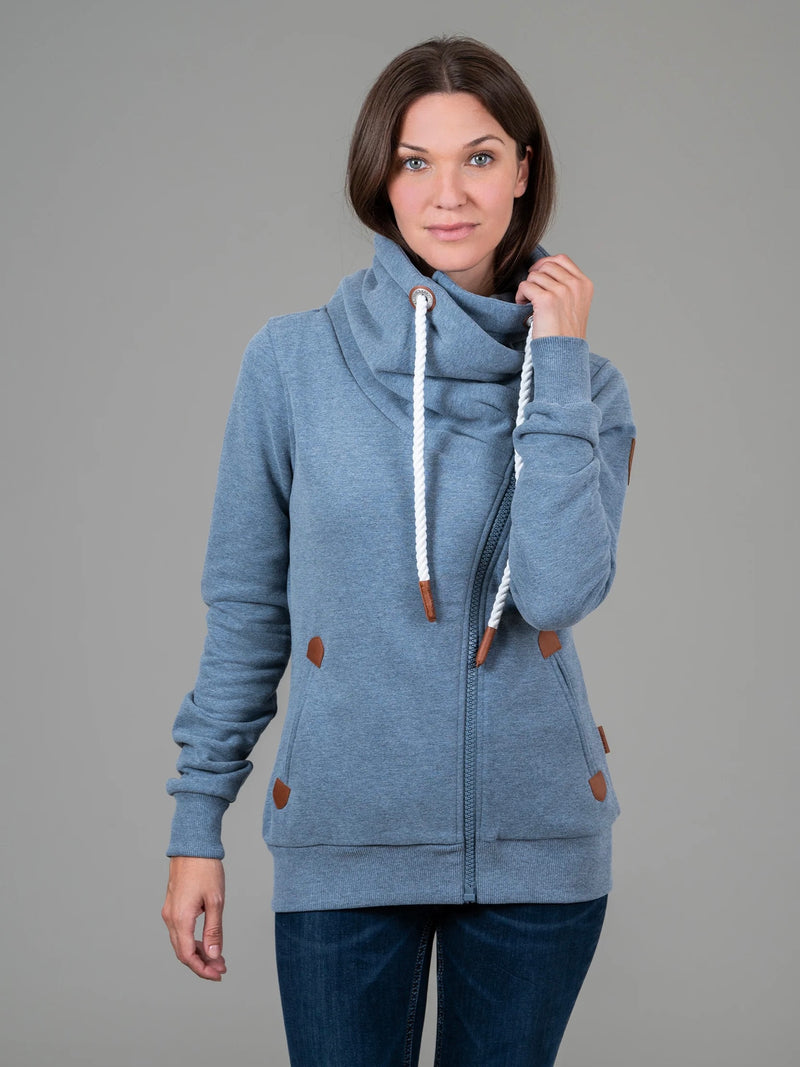 Hestia Full Zip Sweatshirt in Heather Blue
