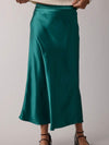 Satin Midi Skirt in Green