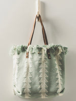 Textured Geometric Fringe Tote Bag