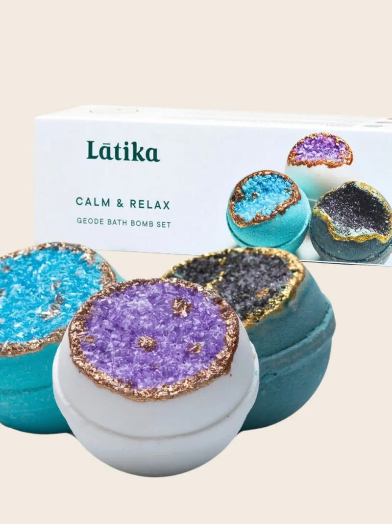 Geode Bath Bomb Calm + Relax Gift Set