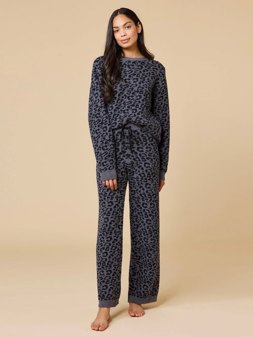 Marshmallow Leopard Crew Neck Lounge Set