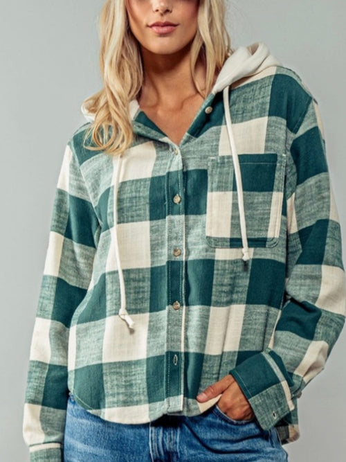 Fresh Air Hooded Flannel in Forrest