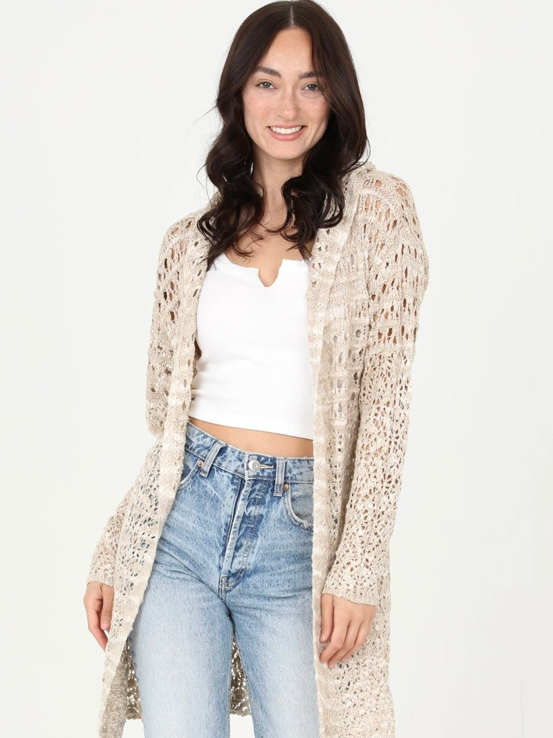 Hooded Cardigan Sweater in Ivory