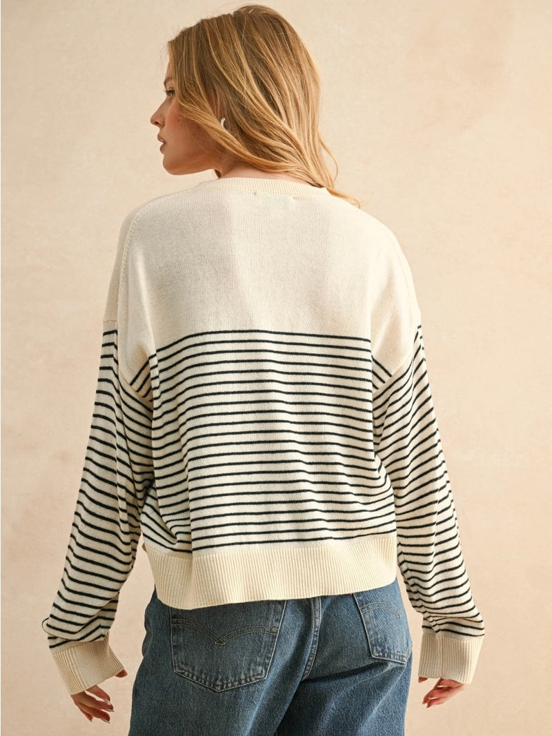 Stripe Pocket Front Sweater