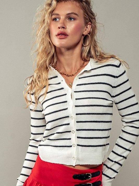 Striped Cropped Cardigan