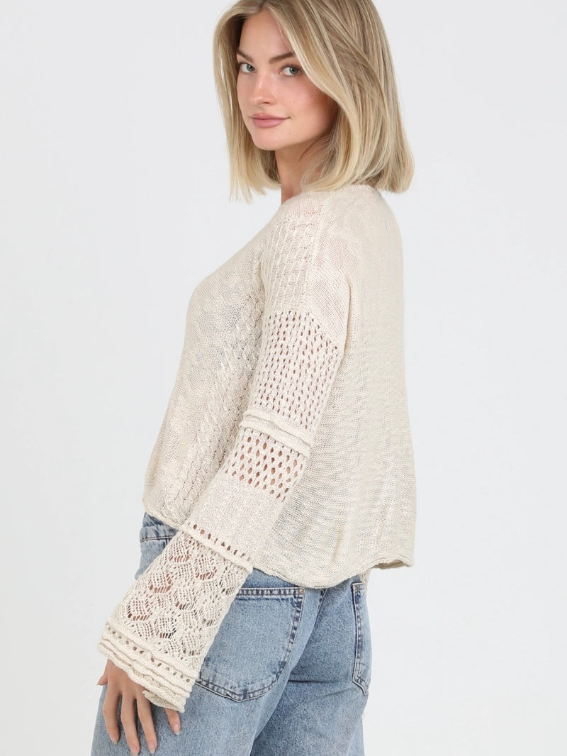 Light Weight Flare Bell Slit Sleeve Pullover