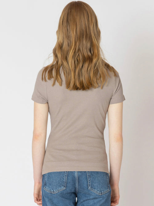 Ribbed Tee in Almond