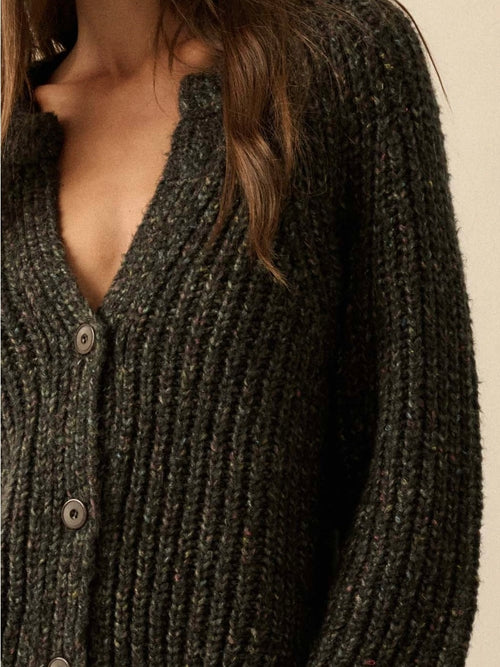 Ophelia Button Front Cardigan Sweater in Black