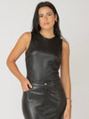 Faux Leather High Neck Bodysuit