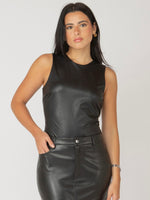 Faux Leather High Neck Bodysuit