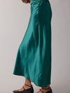 Satin Midi Skirt in Green