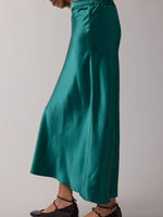 Satin Midi Skirt in Green