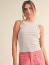 Distressed Sleeveless Top in Pale Pink