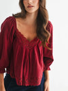 Lace-Trim Puff Sleeve Top