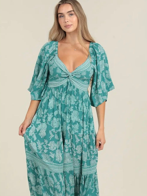 Evergreen Flow Midi Dress