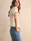 Lace Peplum Puff Sleeve Top