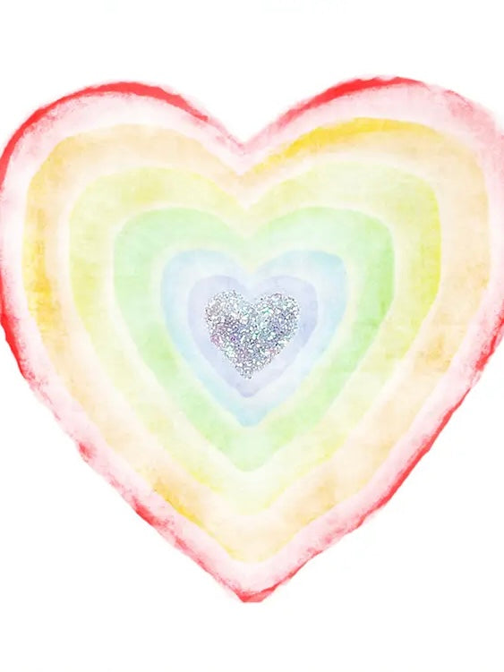 Rainbow Heart Mini Card in Glitter