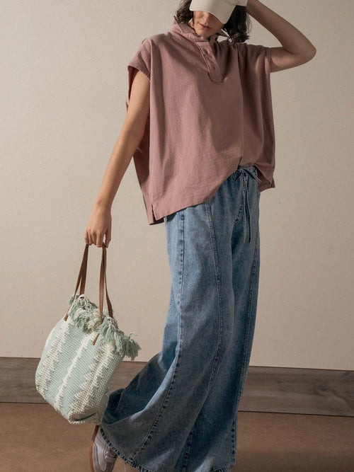 Textured Geometric Fringe Tote Bag