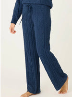 Cable Knit Lounge Pant in Navy