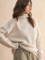 Chenille High Neck Sweater Top in Cream