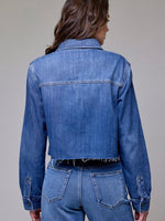 Denim Front Cropped Button Jacket