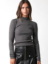 Ribbed Mockneck Long Sleeve in Dark Grey