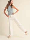 Raquel Front Pocket Straight Wide in White