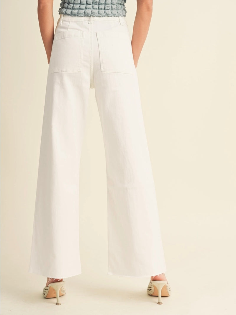 Raquel Front Pocket Straight Wide in White