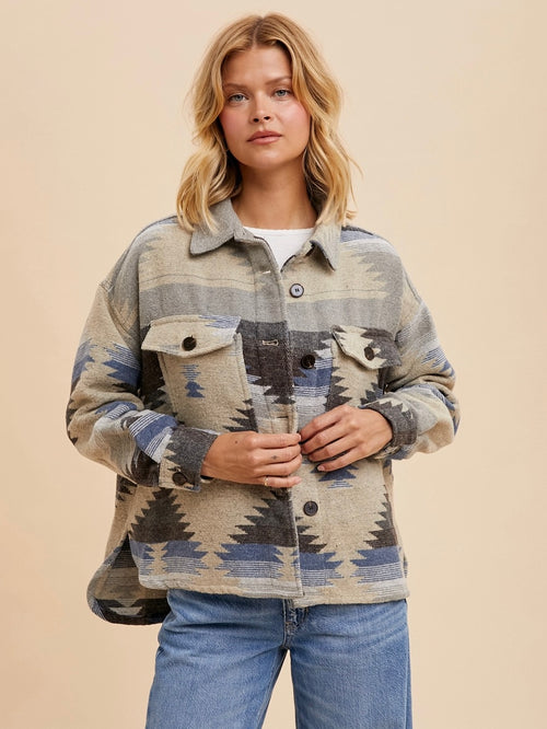 Aztec Print Jacket in Blue