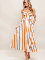 Rust Striped Poplin Dress
