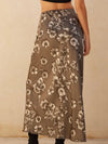 Floral Satin Maxi Skirt in Stone