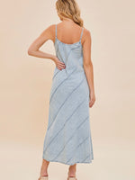 V-Neck Denim Maxi Dress