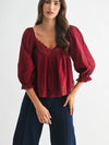 Lace-Trim Puff Sleeve Top