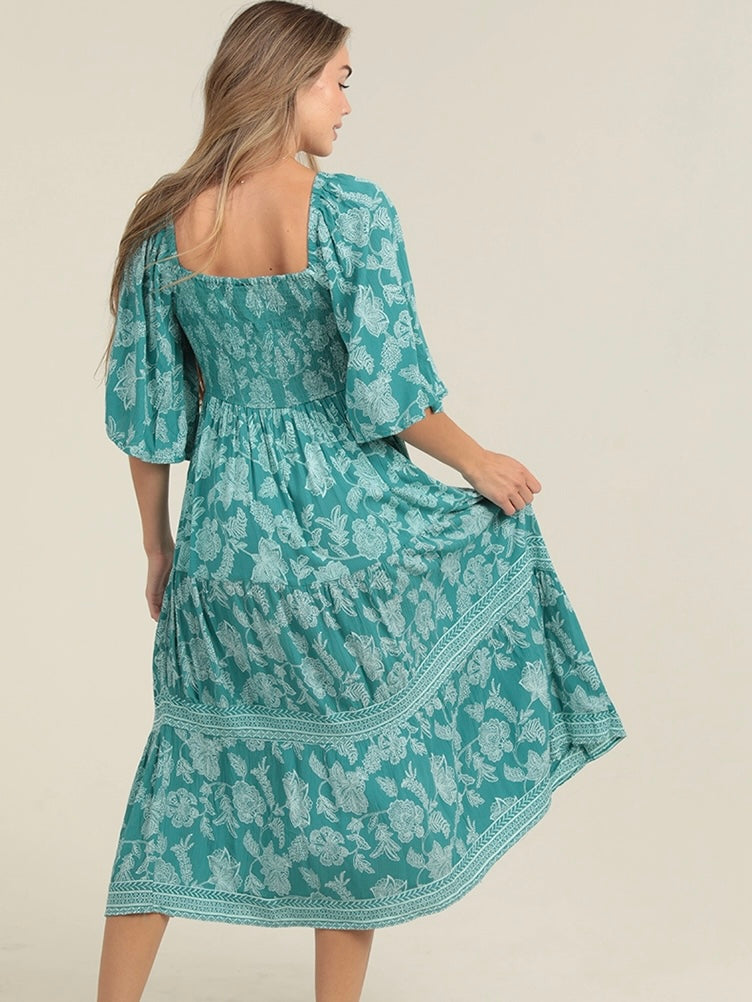 Evergreen Flow Midi Dress